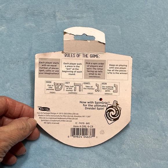 NEW “The Dreidel Game" - 4 Small Painted Wood Dreidels from Rite Lite - Picture 3 of 6